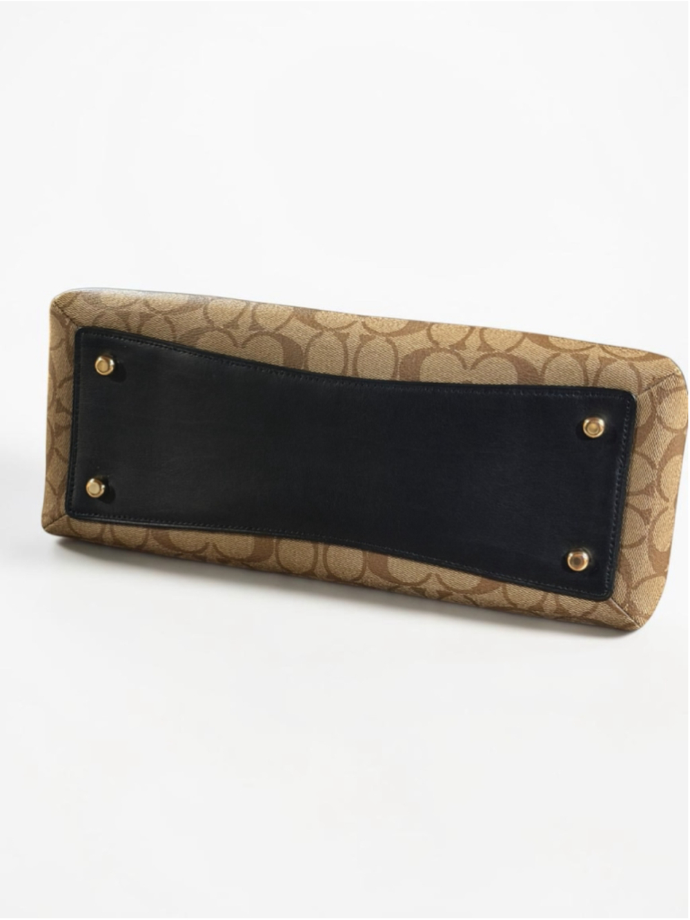 Coach Lillie Carryall Tan Black Signature Leather Gold Hardware - Picture 7 of 15